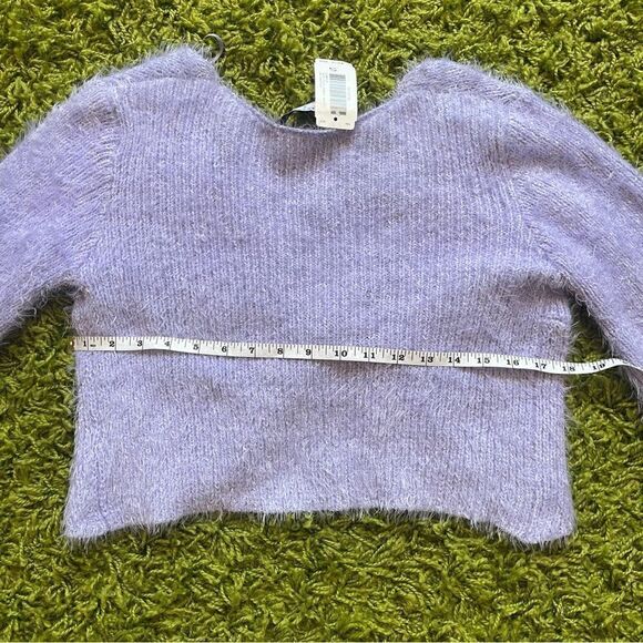 NWT CROP TOP FUZZY PURPLE SWEATER - Picture 13 of 13